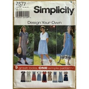 Simplicity Design Your Own Pattern 7577 Dress 9 Looks Misses Size 14-18 Uncut FF